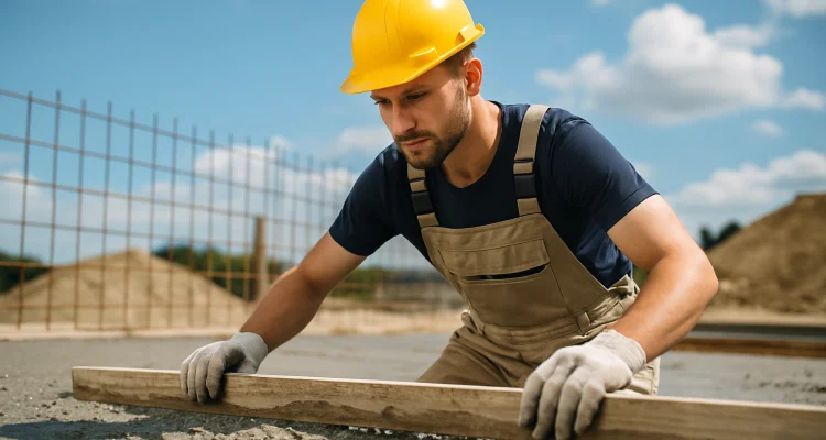 a male concrete worker spreading fresh cement on rebared ground from Quality Concrete Contractor Georgetown in Cedar Park, TX - Cedar Park TX