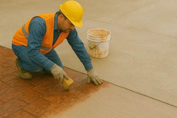 a male worker working on a concrete stamped project from Quality Concrete Contractor Georgetown in Georgetown Tx, 78628 - Concrete footings
