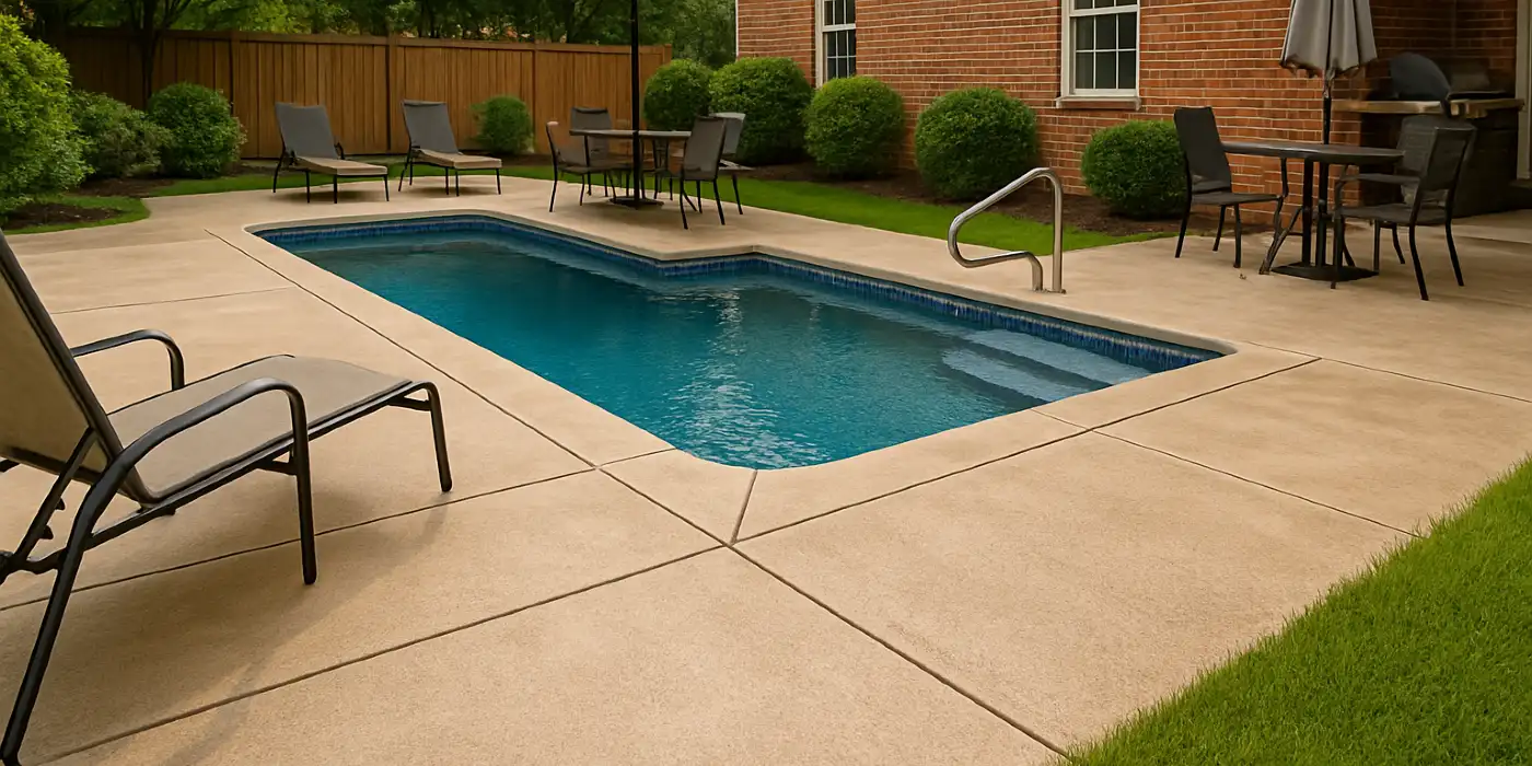 a swimming pool concrete deck from Quality Concrete Contractor Georgetown in Georgetown Tx, 78628 - Concrete repairs