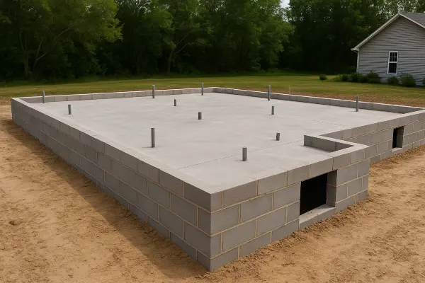 a finished concrete foundation for a new house from Quality Concrete Contractor Georgetown in Liberty Hill, TX - Liberty Hill TX