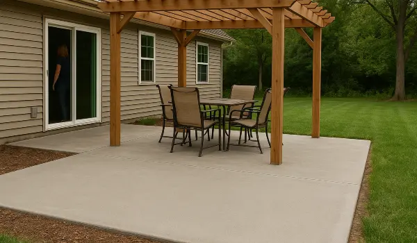 a concrete patio with a pergola from Quality Concrete Contractor Georgetown in Round Rock, TX - Round Rock TX